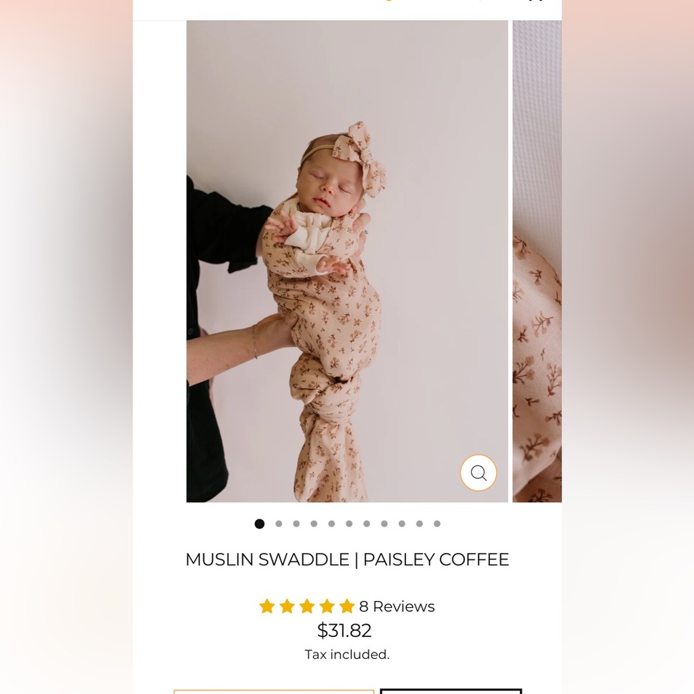 Little and Fern Paisley Coffee Muslin Swaddle